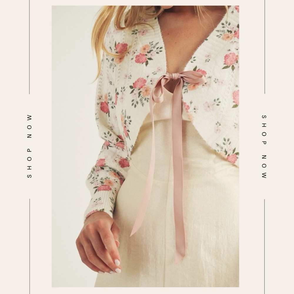Floral cropped cardigan